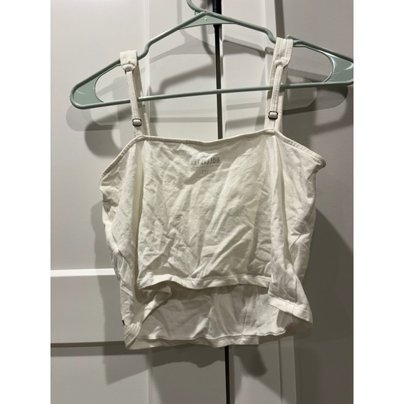 Hollister White Ruched Cropped Tank Top Sleeveless Casual Summer Top - Picture 5 of 5